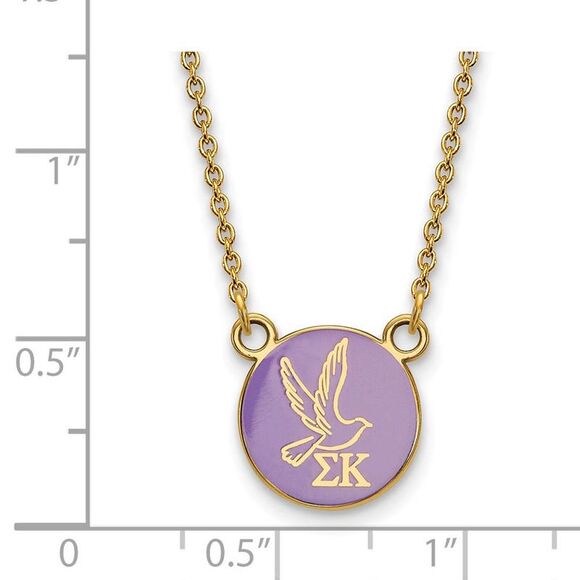 14K Plated Silver Sigma Kappa Small Purple Enamel Logo Necklace - Picture 3 of 5